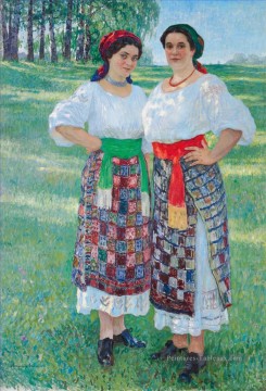  Belsky Peintre - deux femmes en robe latgalienne Nikolay Bogdanov Belsky